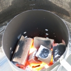 McBrikett KOKOKO Long zerkleinert im Kamin McBrikett KOKOKO Long zerkleinert im Kamin
